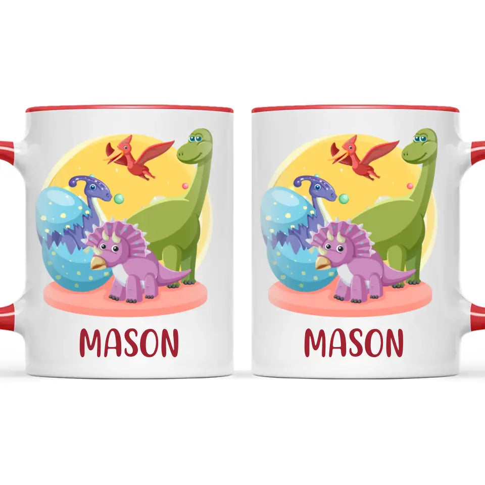 Personalised Dinosaur Mug - Custom Name Kids Cup - Fun Dino Theme - Ceramic or Enamel - 11oz, 6oz, or Camping Mug - NZ Made