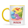Personalised Dinosaur Mug - Custom Name Kids Cup - Fun Dino Theme - Ceramic or Enamel - 11oz, 6oz, or Camping Mug - NZ Made