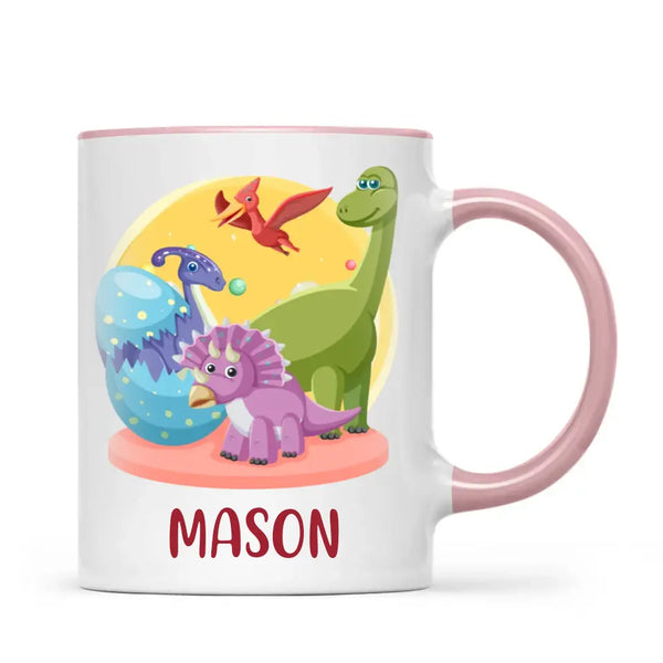 Personalised Dinosaur Mug - Custom Name Kids Cup - Fun Dino Theme - Ceramic or Enamel - 11oz, 6oz, or Camping Mug - NZ Made