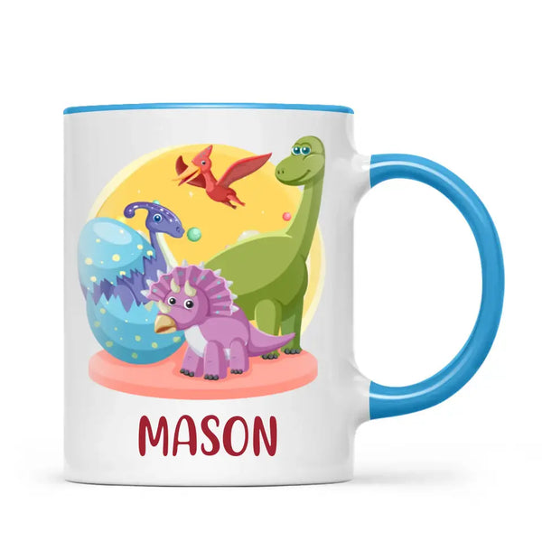 Personalised Dinosaur Mug - Custom Name Kids Cup - Fun Dino Theme - Ceramic or Enamel - 11oz, 6oz, or Camping Mug - NZ Made