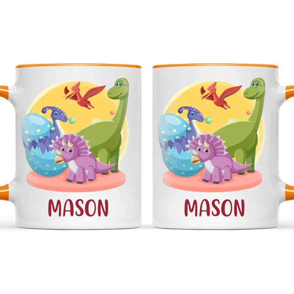 Personalised Dinosaur Mug - Custom Name Kids Cup - Fun Dino Theme - Ceramic or Enamel - 11oz, 6oz, or Camping Mug - NZ Made