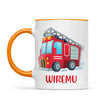 Personalised Fire Truck Mug - Custom Name Kids Cup - Fire Engine Theme - Ceramic or Enamel - 11oz, 6oz, or Camping Mug - NZ Made