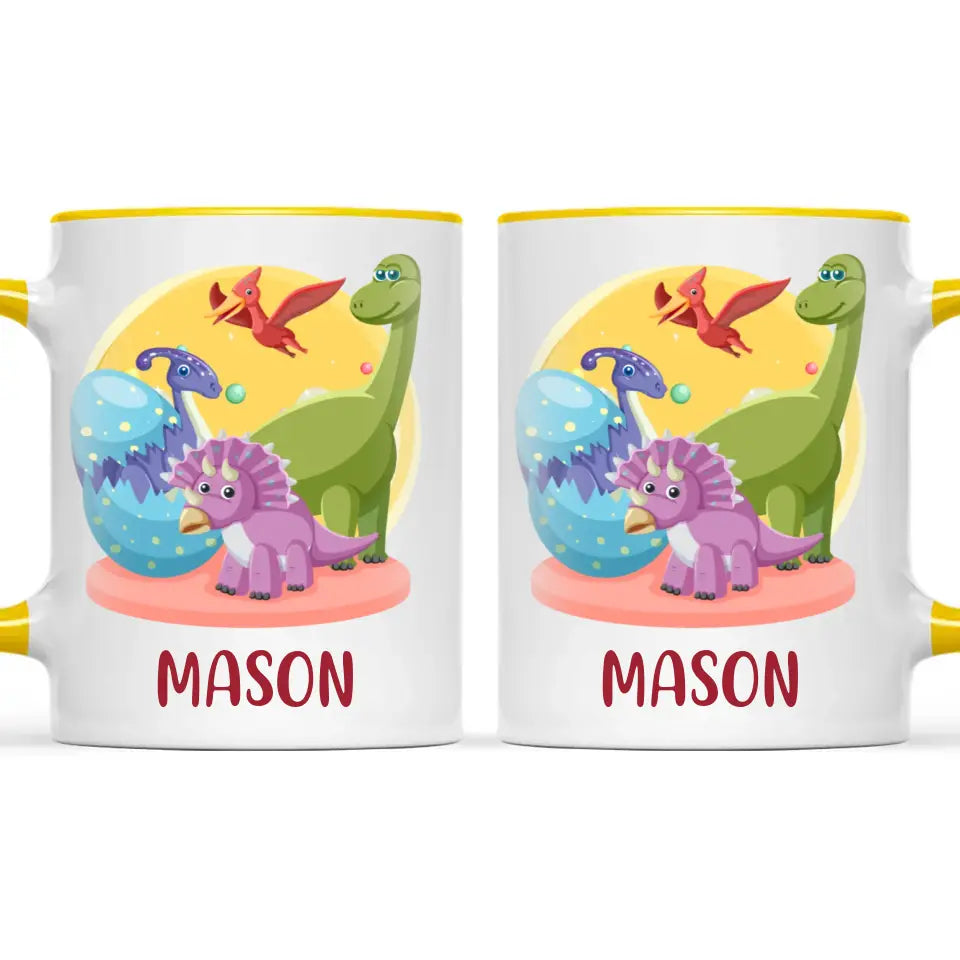 Personalised Dinosaur Mug - Custom Name Kids Cup - Fun Dino Theme - Ceramic or Enamel - 11oz, 6oz, or Camping Mug - NZ Made