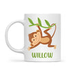 Personalised Monkey Mug - Custom Name Kids Cup - Cute Jungle Animal Design - 11oz or 6oz - NZ Made