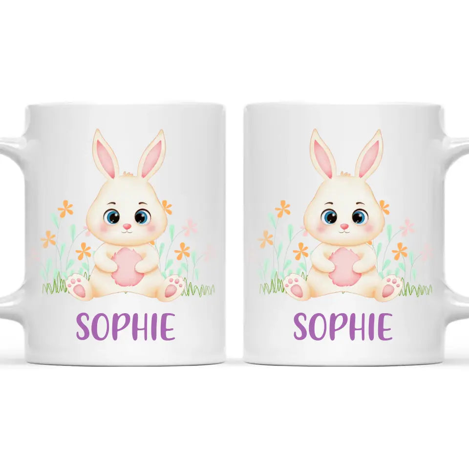 Personalised Bunny Mug - Custom Name Kids Cup - Cute Rabbit Design - 11oz or 6oz - NZ Made