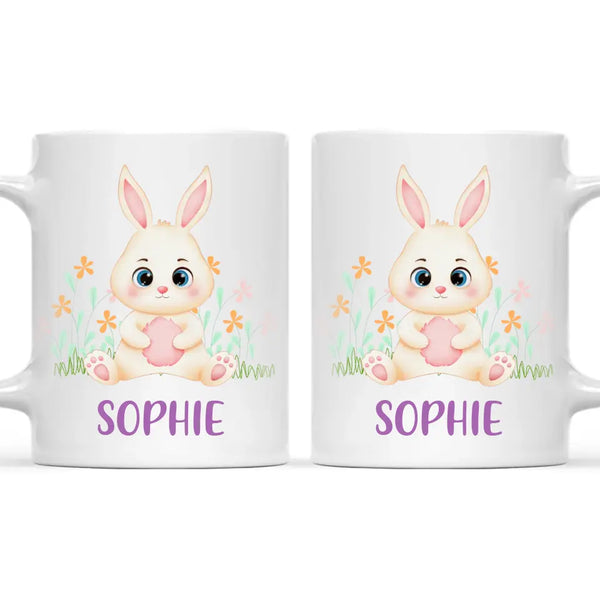 Personalised Bunny Mug - Custom Name Kids Cup - Cute Rabbit Design - 11oz or 6oz - NZ Made