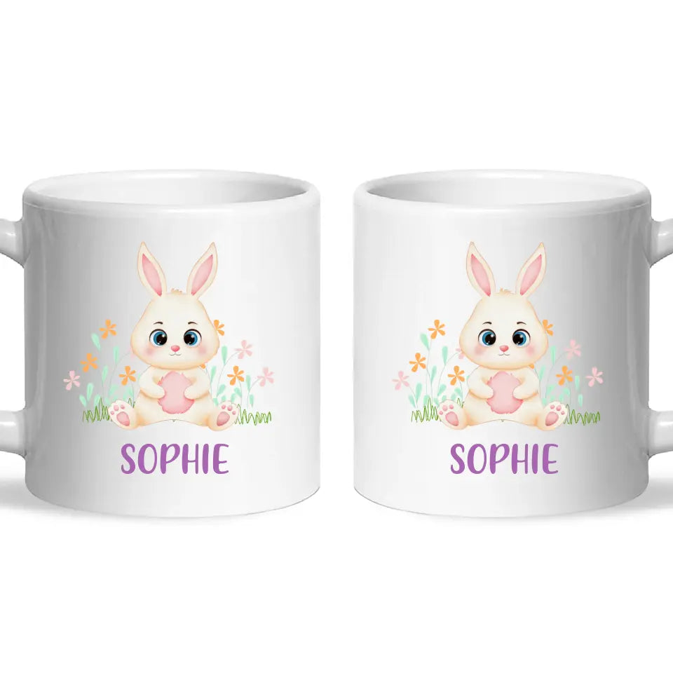 Personalised Bunny Mug - Custom Name Kids Cup - Cute Rabbit Design - 11oz or 6oz - NZ Made