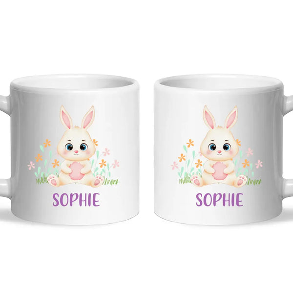 Personalised Bunny Mug - Custom Name Kids Cup - Cute Rabbit Design - 11oz or 6oz - NZ Made