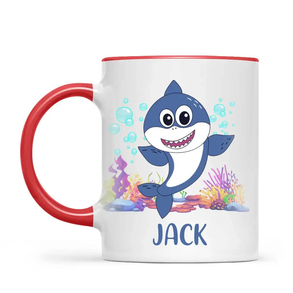 Personalised Shark Mug - Custom Name Kids Cup - Cute Underwater Ocean Design - 11oz or 6oz - NZ Made