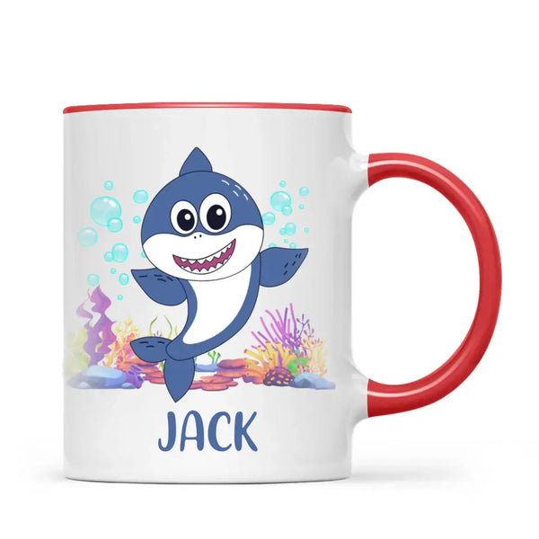 Personalised Shark Mug - Custom Name Kids Cup - Cute Underwater Ocean Design - 11oz or 6oz - NZ Made