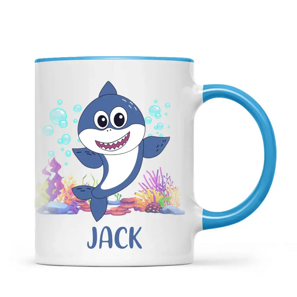 Personalised Shark Mug - Custom Name Kids Cup - Cute Underwater Ocean Design - 11oz or 6oz - NZ Made