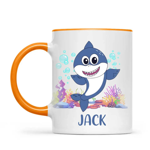 Personalised Shark Mug - Custom Name Kids Cup - Cute Underwater Ocean Design - 11oz or 6oz - NZ Made