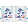 Personalised Shark Mug - Custom Name Kids Cup - Cute Underwater Ocean Design - 11oz or 6oz - NZ Made