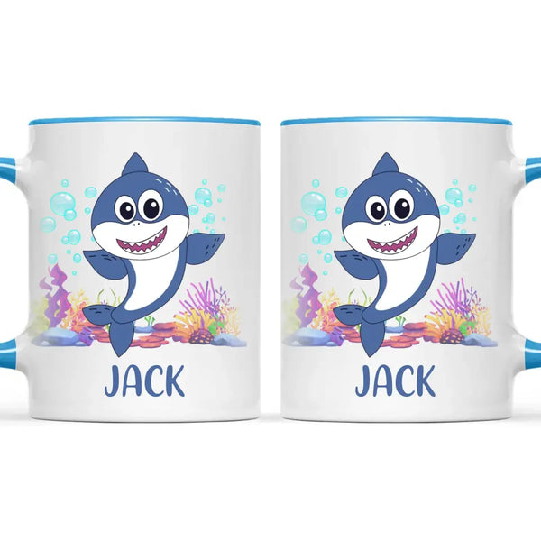 Personalised Shark Mug - Custom Name Kids Cup - Cute Underwater Ocean Design - 11oz or 6oz - NZ Made