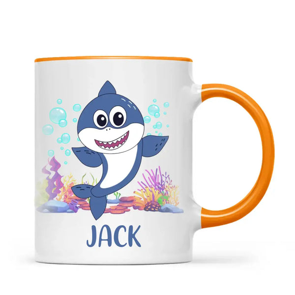 Personalised Shark Mug - Custom Name Kids Cup - Cute Underwater Ocean Design - 11oz or 6oz - NZ Made