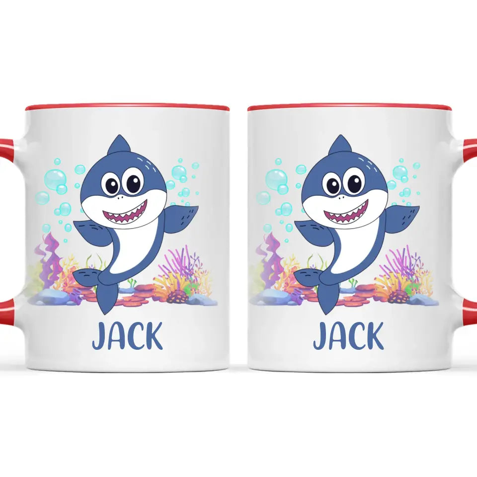 Personalised Shark Mug - Custom Name Kids Cup - Cute Underwater Ocean Design - 11oz or 6oz - NZ Made