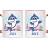 Personalised Shark Mug - Custom Name Kids Cup - Cute Underwater Ocean Design - 11oz or 6oz - NZ Made
