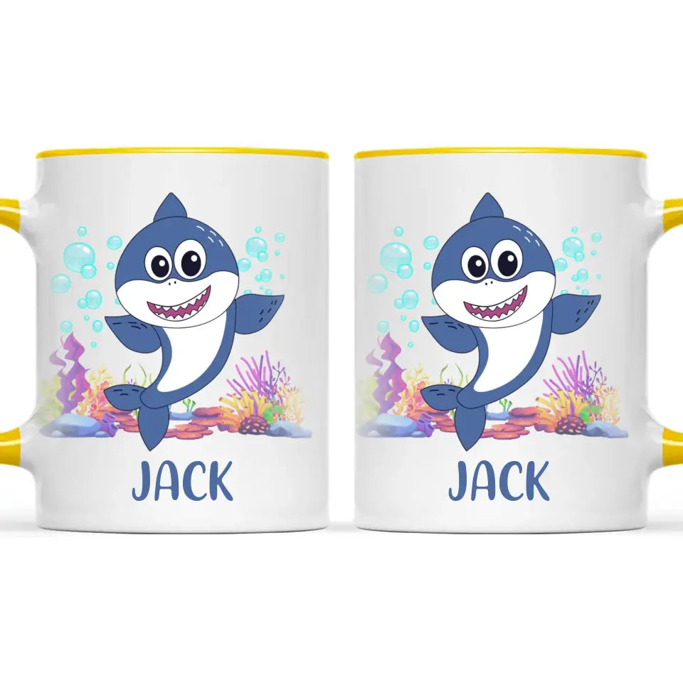 Personalised Shark Mug - Custom Name Kids Cup - Cute Underwater Ocean Design - 11oz or 6oz - NZ Made