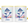 Personalised Shark Mug - Custom Name Kids Cup - Cute Underwater Ocean Design - 11oz or 6oz - NZ Made