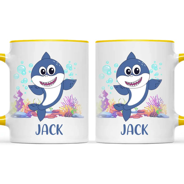 Personalised Shark Mug - Custom Name Kids Cup - Cute Underwater Ocean Design - 11oz or 6oz - NZ Made