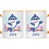 Personalised Shark Mug - Custom Name Kids Cup - Cute Underwater Ocean Design - 11oz or 6oz - NZ Made
