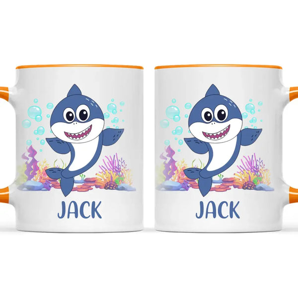 Personalised Shark Mug - Custom Name Kids Cup - Cute Underwater Ocean Design - 11oz or 6oz - NZ Made