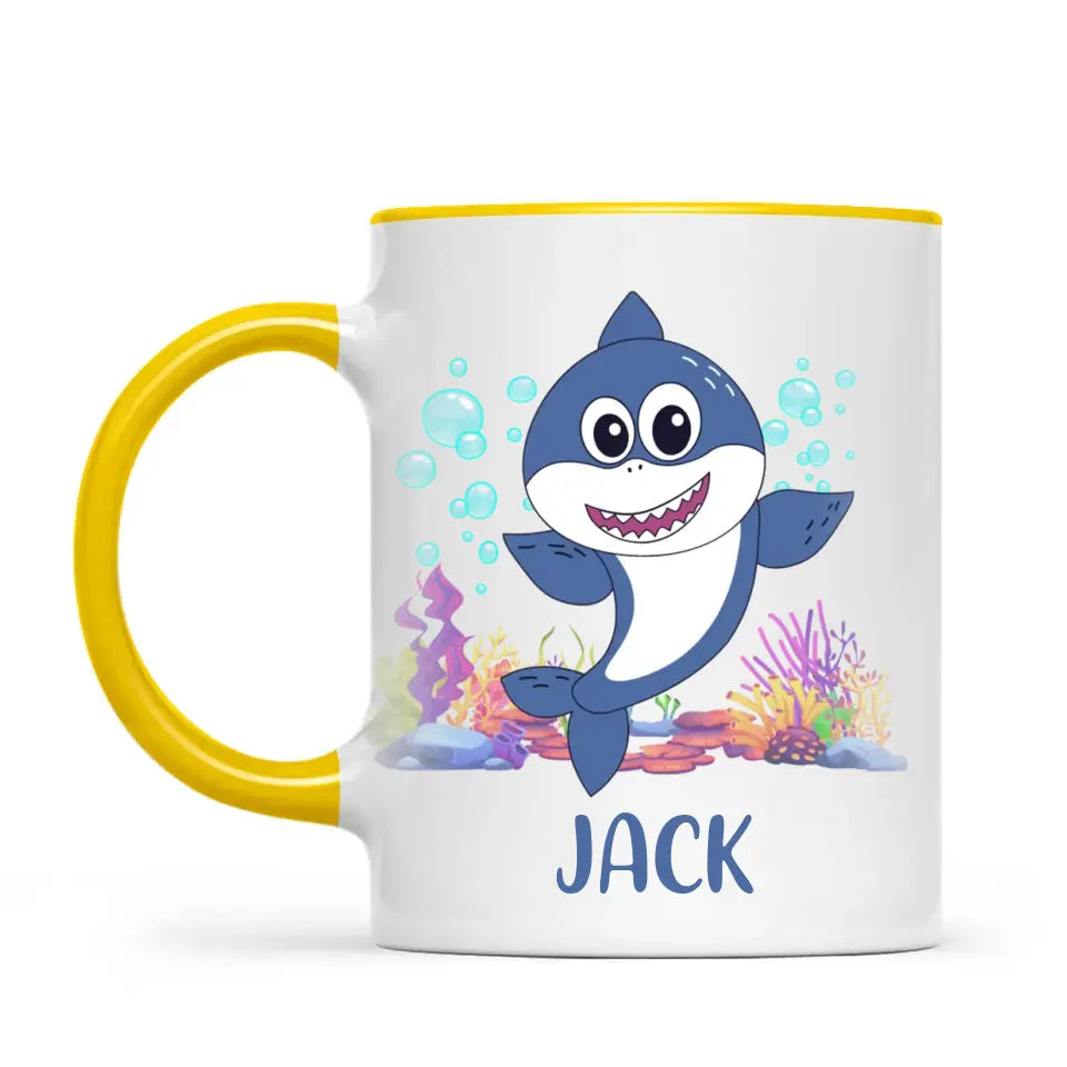Personalised Shark Mug - Custom Name Kids Cup - Cute Underwater Ocean Design - 11oz or 6oz - NZ Made