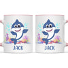 Personalised Shark Mug - Custom Name Kids Cup - Cute Underwater Ocean Design - 11oz or 6oz - NZ Made