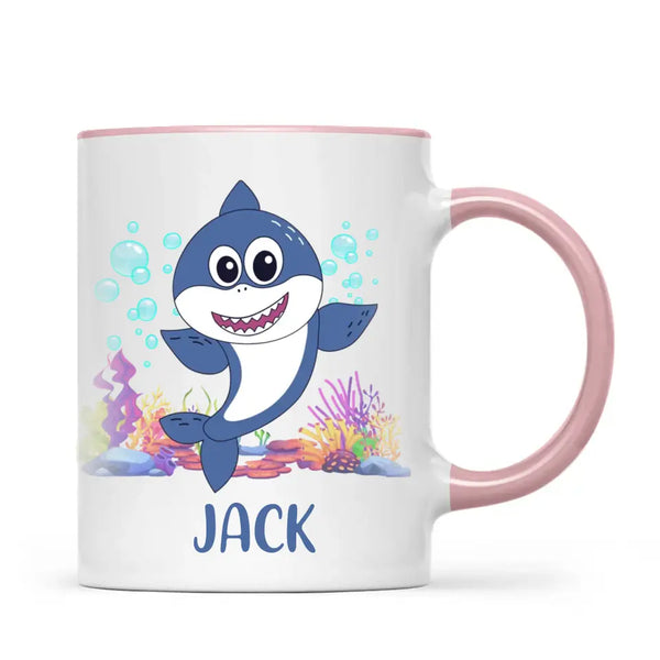 Personalised Shark Mug - Custom Name Kids Cup - Cute Underwater Ocean Design - 11oz or 6oz - NZ Made