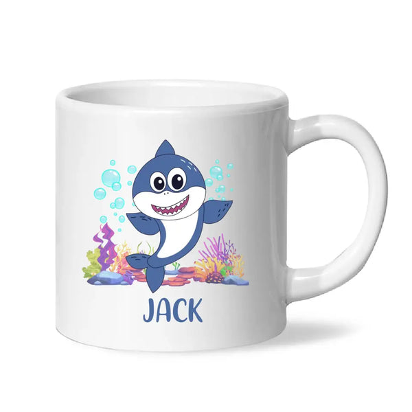 Personalised Shark Mug - Custom Name Kids Cup - Cute Underwater Ocean Design - 11oz or 6oz - NZ Made