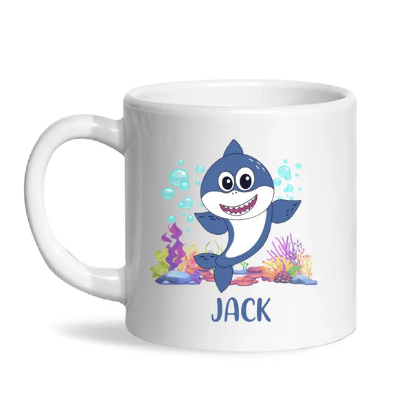 Personalised Shark Mug - Custom Name Kids Cup - Cute Underwater Ocean Design - 11oz or 6oz - NZ Made