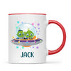 Personalised Alien Spaceship Mug - Custom Name Kids Cup - Fun Outer Space Design - 11oz or 6oz - NZ Made