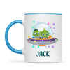 Personalised Alien Spaceship Mug - Custom Name Kids Cup - Fun Outer Space Design - 11oz or 6oz - NZ Made
