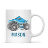 Personalised Shark Monster Truck Mug - Custom Name Kids Cup - 11oz or 6oz - Fun Blue Design - NZ Made