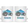 Personalised Shark Monster Truck Mug - Custom Name Kids Cup - 11oz or 6oz - Fun Blue Design - NZ Made