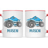 Personalised Shark Monster Truck Mug - Custom Name Kids Cup - 11oz or 6oz - Fun Blue Design - NZ Made