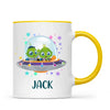 Personalised Alien Spaceship Mug - Custom Name Kids Cup - Fun Outer Space Design - 11oz or 6oz - NZ Made