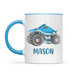 Personalised Shark Monster Truck Mug - Custom Name Kids Cup - 11oz or 6oz - Fun Blue Design - NZ Made