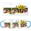 Personalised Floral 3 Photo Collage Mug - Custom Family Keepsake - Sunflower Design - NZ Made