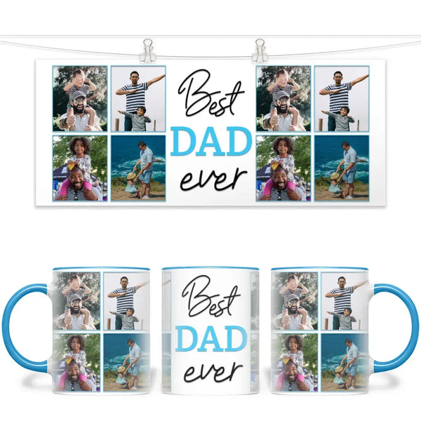 Personalised Best Dad Ever Photo Collage Mug - Custom Father’s Day Gift - 6 Photo Upload - NZ Made