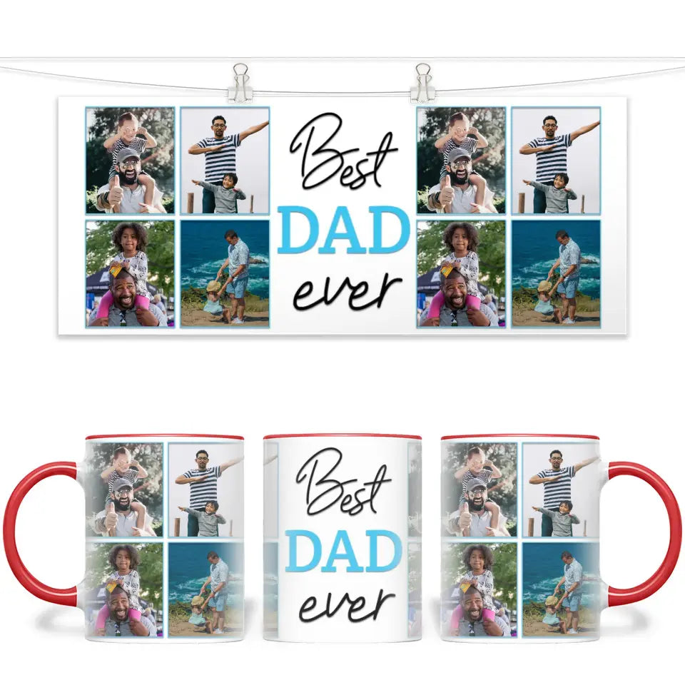 Personalised Best Dad Ever Photo Collage Mug - Custom Father’s Day Gift - 6 Photo Upload - NZ Made