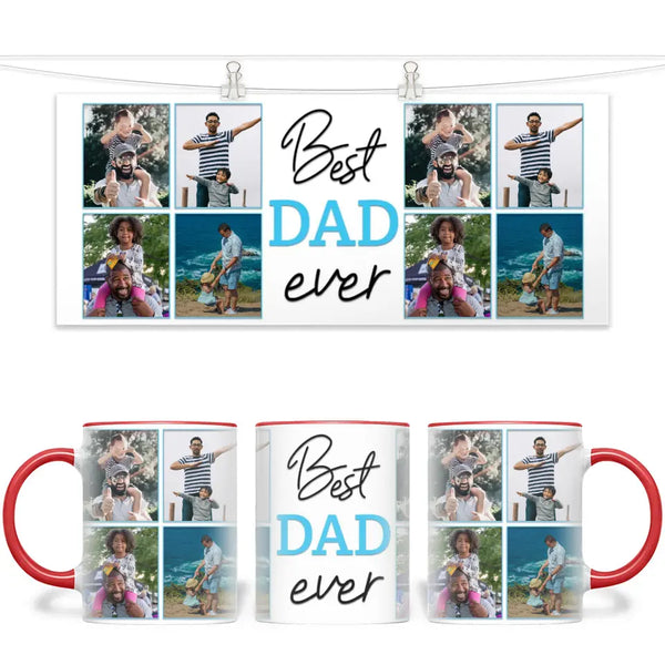 Personalised Best Dad Ever Photo Collage Mug - Custom Father’s Day Gift - 6 Photo Upload - NZ Made
