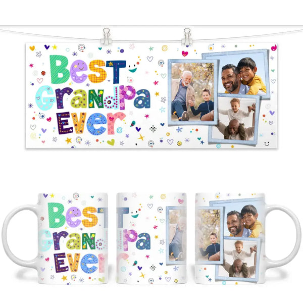 Personalised Best Grandpa Ever Photo Collage Mug - Custom Photo Gift for Grandad - 11oz - NZ Made