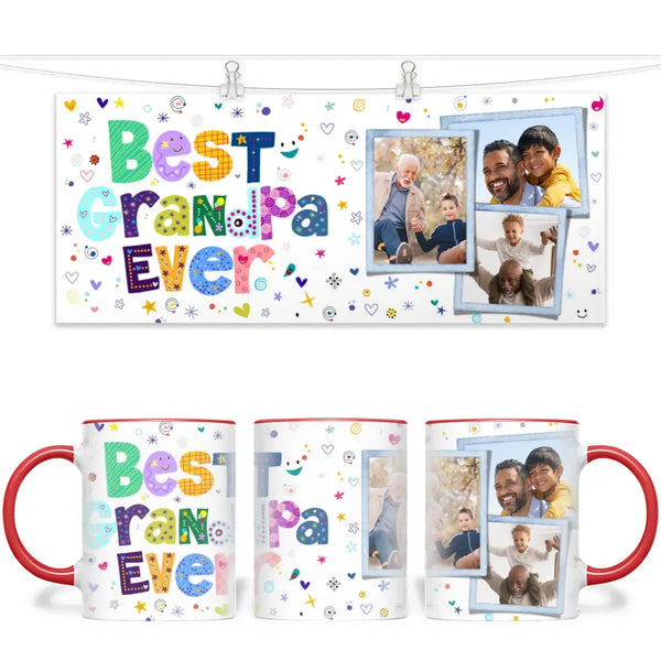 Personalised Best Grandpa Ever Photo Collage Mug - Custom Photo Gift for Grandad - 11oz - NZ Made