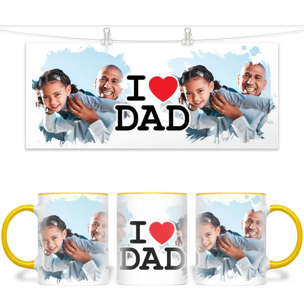 Personalised I Love Dad Photo Mug - Custom Photo Gift for Dad - Father’s Day, Birthday, Christmas - 11oz Ceramic - NZ Made