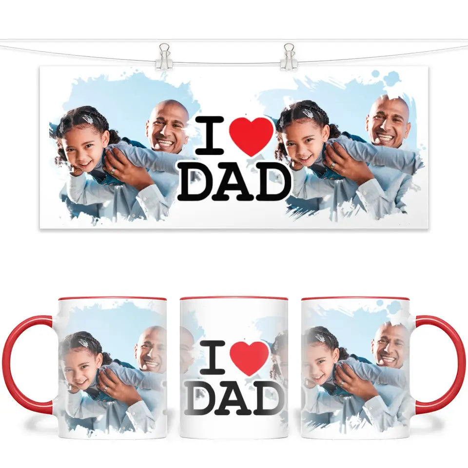 Personalised I Love Dad Photo Mug - Custom Photo Gift for Dad - Father’s Day, Birthday, Christmas - 11oz Ceramic - NZ Made