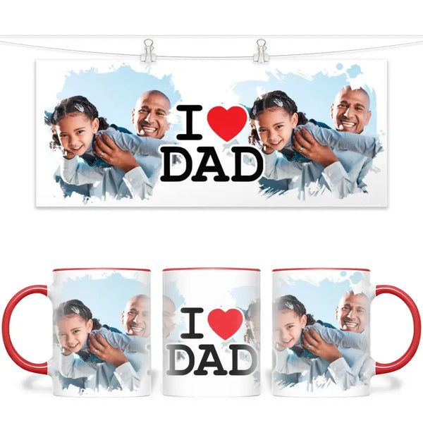 Personalised I Love Dad Photo Mug - Custom Photo Gift for Dad - Father’s Day, Birthday, Christmas - 11oz Ceramic - NZ Made