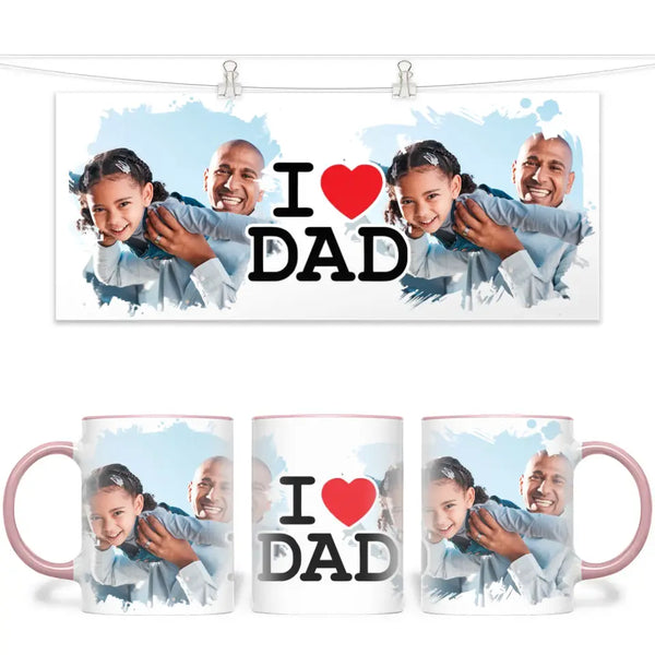 Personalised I Love Dad Photo Mug - Custom Photo Gift for Dad - Father’s Day, Birthday, Christmas - 11oz Ceramic - NZ Made