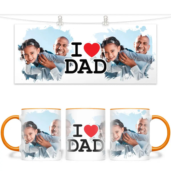 Personalised I Love Dad Photo Mug - Custom Photo Gift for Dad - Father’s Day, Birthday, Christmas - 11oz Ceramic - NZ Made