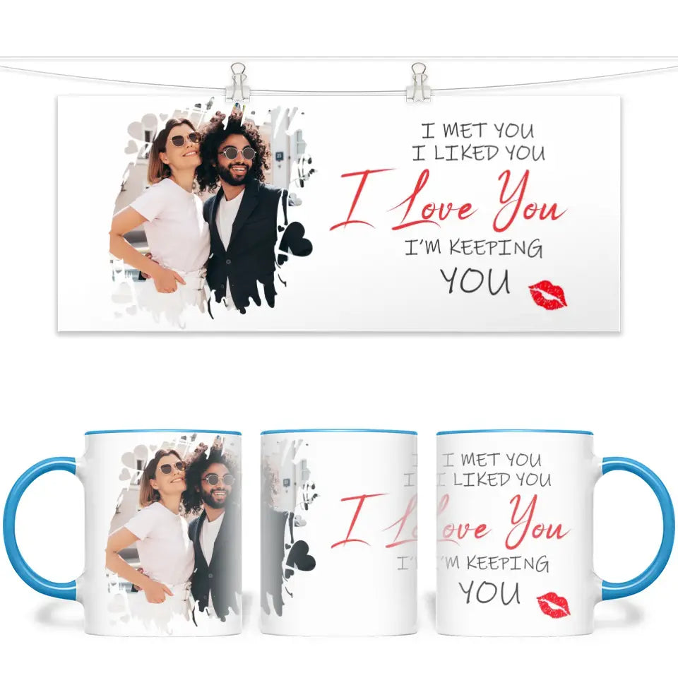 Personalised Couples Photo Mug - I Met You I Liked You I Love You - Romantic Custom Photo Gift - 11oz Ceramic - NZ Made